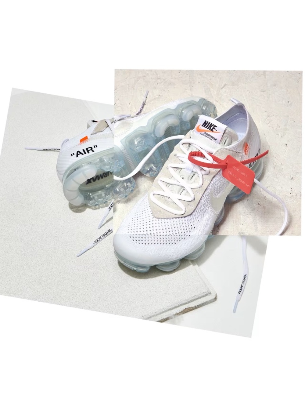 Nike Off-White Air VaporMax FK Box Label in White, Black, Orange